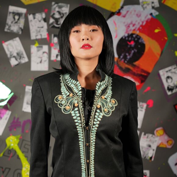 Roberto Cavalli Embroidered Cotton Jacket – Black, Y2K Style, Women’s M - Picture 3 of 11